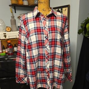 foxcroft women's button down shirt size large